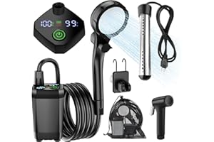 InkTrail Portable Camping Shower with Heater, Long-Lasting 6000mAh Rechargeable Camping Shower with Sprayer Head,4 Spray Modes,IPX7 Waterproof Outdoor Camp Pump for Hiking, Travel, Car, Pet