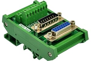 HCDC DIN Rail Mount D-SUB Male-Female Interface Module Terminal Block Breakout Board (DB15)
