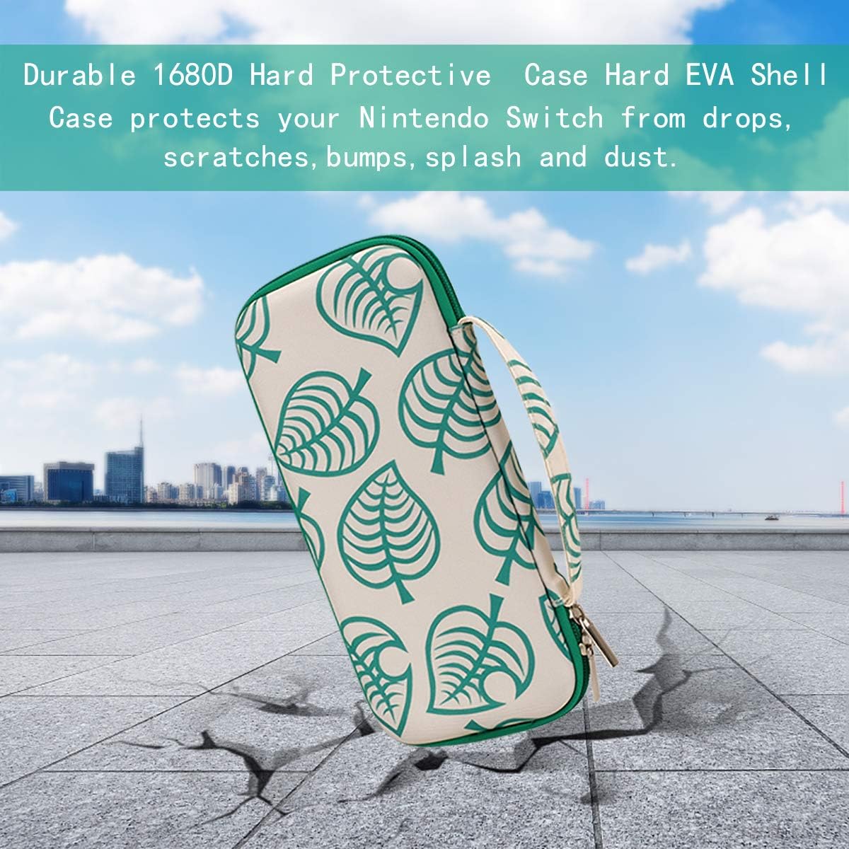Carrying Case for Nintendo Switch,Travel Carry Cover Hard Shell Storage for Leaf Crossing NS Console and Accessories,Slim Protective Portable Travel Pouch Bag with 10 Game Card Slots for girls boys: Electronics