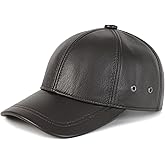 FEINION Men's Leather Hat Adjustable Genuine Leather Baseball Cap