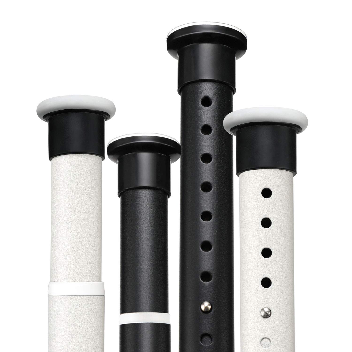 160-210cm Shower Curtain Rod with No Drilling Duty Telescopic Spring Tension Shower Rail Stainless Steel Rubber Base Extendable Shower Curtain Pole as Clothes Rail or Room Partition（Matte Black）