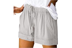 BZGTZT Shorts for Women 2024 Summer Plus Size Solid Color Lace Up Casual Shorts Lightweight Elastic Waist Pockets