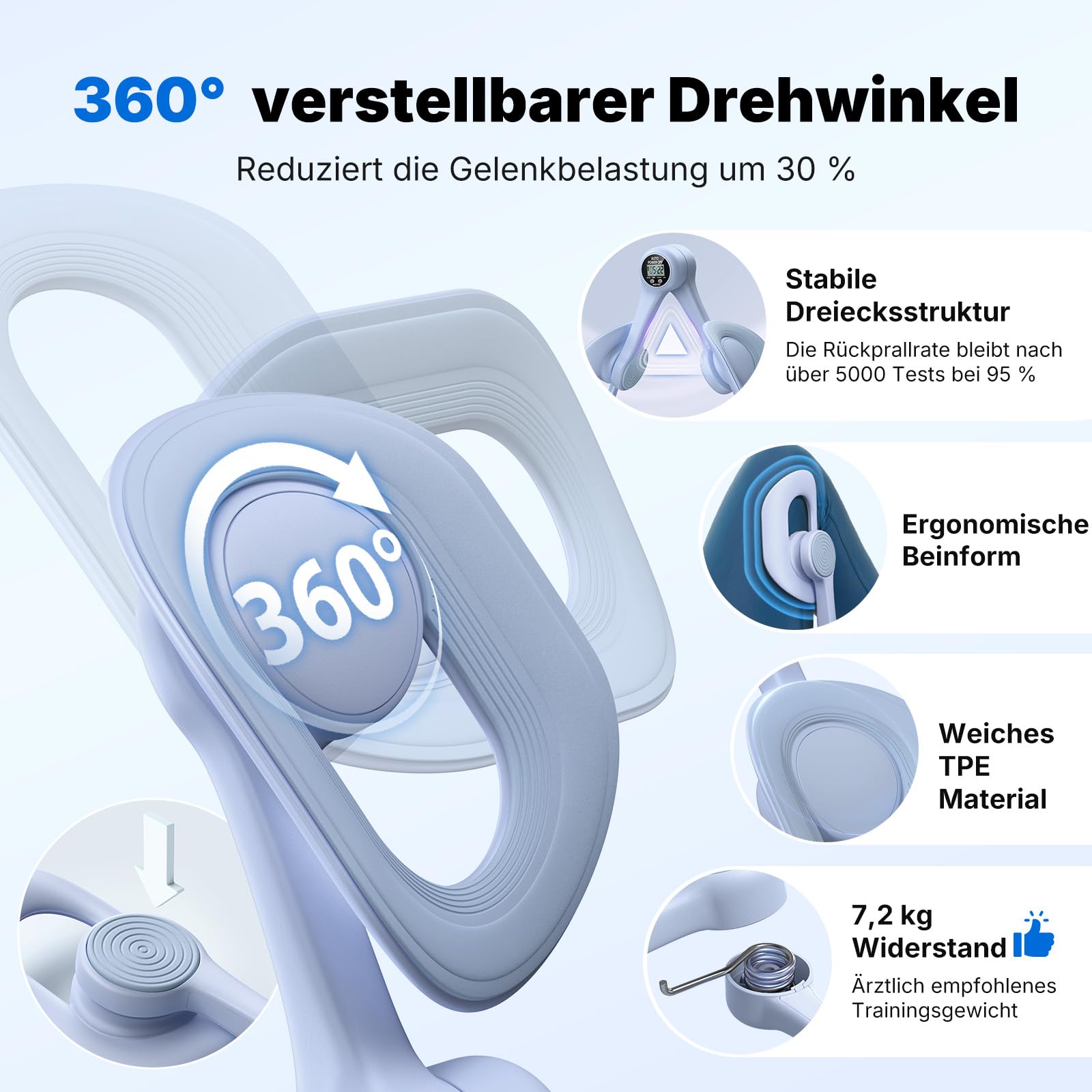 MERACH Thigh Master Oberschenkeltrainer, Beckenbodenmuskeltrainer, Innenschenkeltrainer für Zuhause, Beckenbodenstärkungsgerät für Frauen (Blau) 5