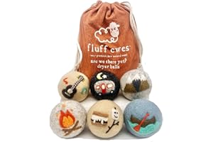 HUSTLE & BLUSH Fluff Ewes Premium Handmade New Zealand Reusable Wool Dryer Balls for Laundry, Anti-Static Alternative to Liquid Fabric Softener, Plastic Dryer Balls or Dryer Sheets, 6 Pack Set, are We There Yet