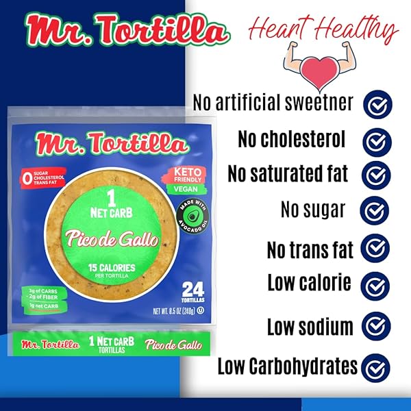 MR. TORTILLA 1 NET CARB TORTILLAS (PICO DE GALLO, 24 COUNT (PACK OF 1))