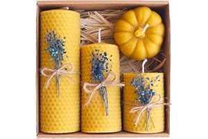 Petekoğlu Decorative Pumpkin Balmumu Mum (Beeswax Candle) Gift Set – Handmade Natural Beeswax Candles, Cotton Wick, Honey Aro