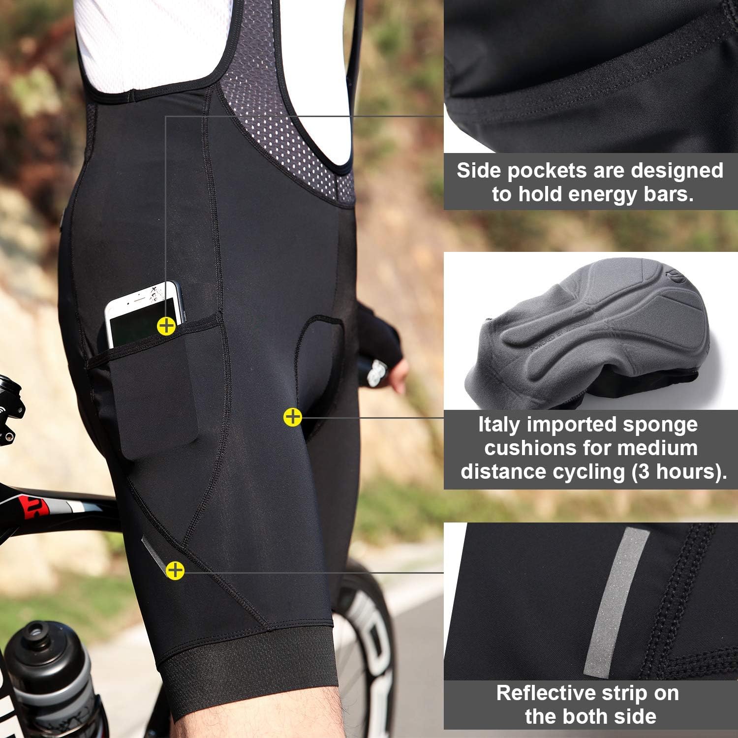 Santic Cycling Bike Bib Shorts Men Padded Tights Bicycle Pants Excellent Performance: Clothing
