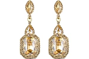 BriLove Women's Wedding Bridal Crystal Emerald Cut Infinity Figure 8 Chandelier Dangle Earrings
