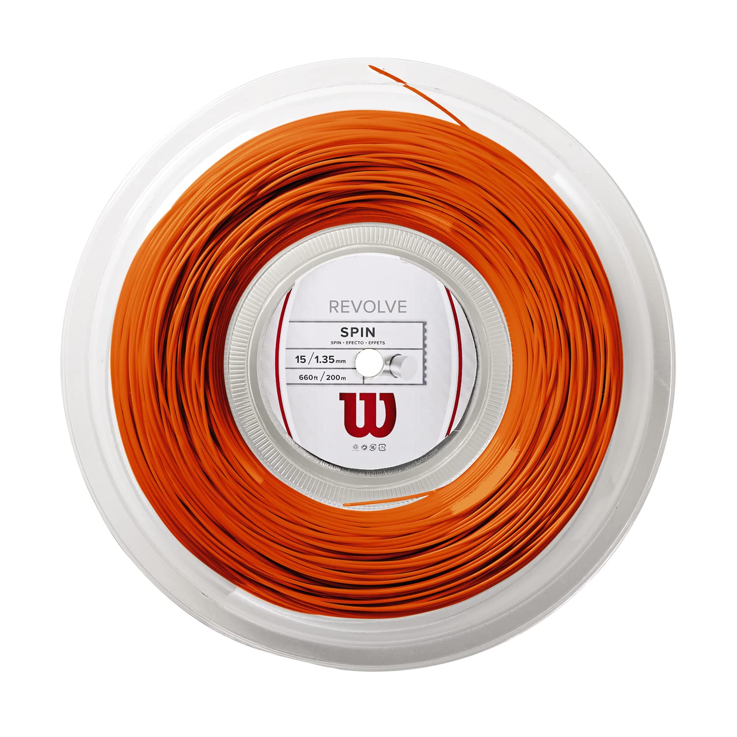 Wilson Revolve Tennis String, Polyester, 15L, Diameter: 1.35 mm, Orange, 200 m, 1 Roll