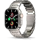 Titanium Band 49mm for Apple Watch Ultra 2 & Ultra 1 49mm Wide Metal Band with Secure Clasp - Lightweight Pure Titanium Metal Bracelet for iWatch Ultra 49mm