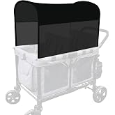 LUAATT Stretchy Panoramic Canopy Compatible with Wonderfold Stroller Wagons W2/W4 All Models,UPF50+ Sun Protection with Two Mesh Windows,Sun Shade and Protection(Black)
