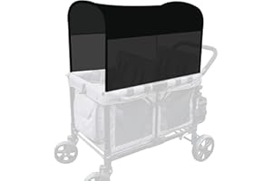 LUAATT Stretchy Panoramic Canopy Compatible with Wonderfold Stroller Wagons W2/W4 All Models,UPF50+ Sun Protection with Two Mesh Windows,Sun Shade and Protection(Black)