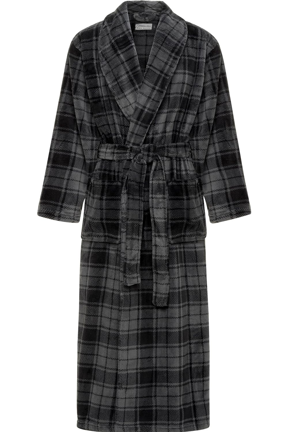 Photo 1 of Alexander Del Rossa Long Mens Robe Full Length Big and Tall Bathrobe for Men, Mens Bath Robes Gray Plaid 3XL (A0124R403X)