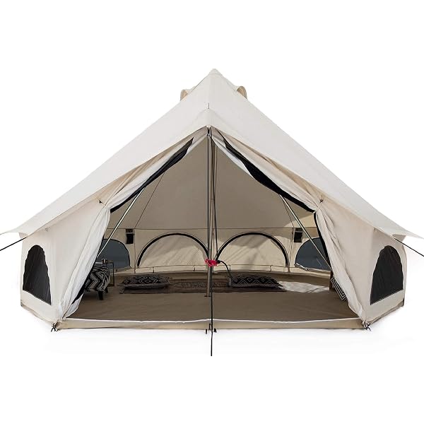 Amazon.com : WHITEDUCK Avalon Canvas Bell Tent - Luxury All Season Tent for  Camping u0026 Glamping Made from Premium u0026 Breathable 100% Cotton Canvas w/Stove  Jack, Mesh (16' (5M), Fire Water Repellent) :