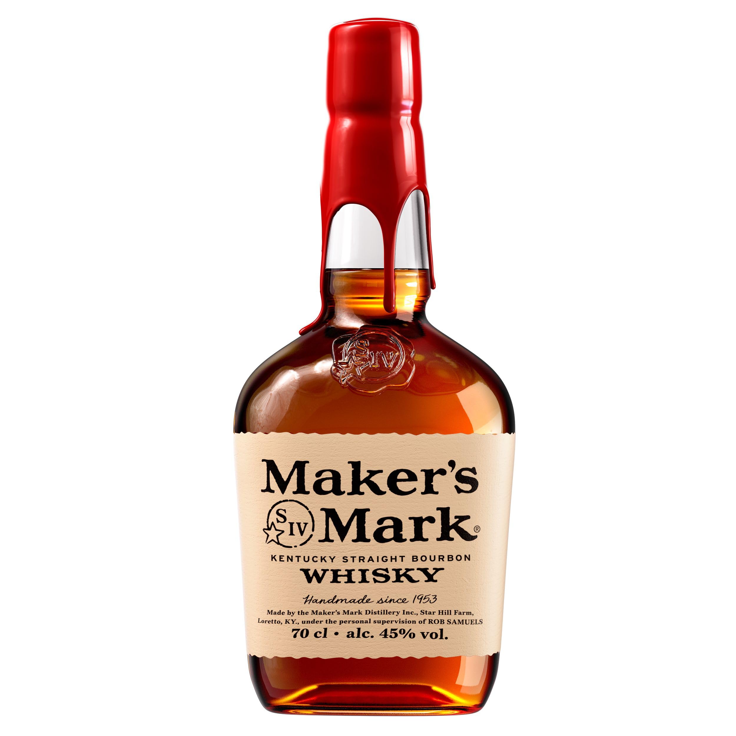 Maker's Mark Kentucky Straight Bourbon Whisky - Perfect in an Old Fashioned - Vanilla, Caramel and Bright Cherry Notes - 70cl (Package May Vary)