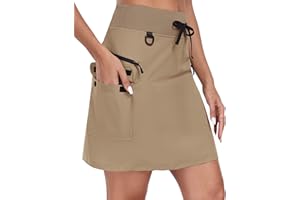 MoFiz Women's Cargo Hiking Skort Skirt - High Waisted Golf Dressy Casual Workout Sport Skirt with Liner Quick Dry UPF50