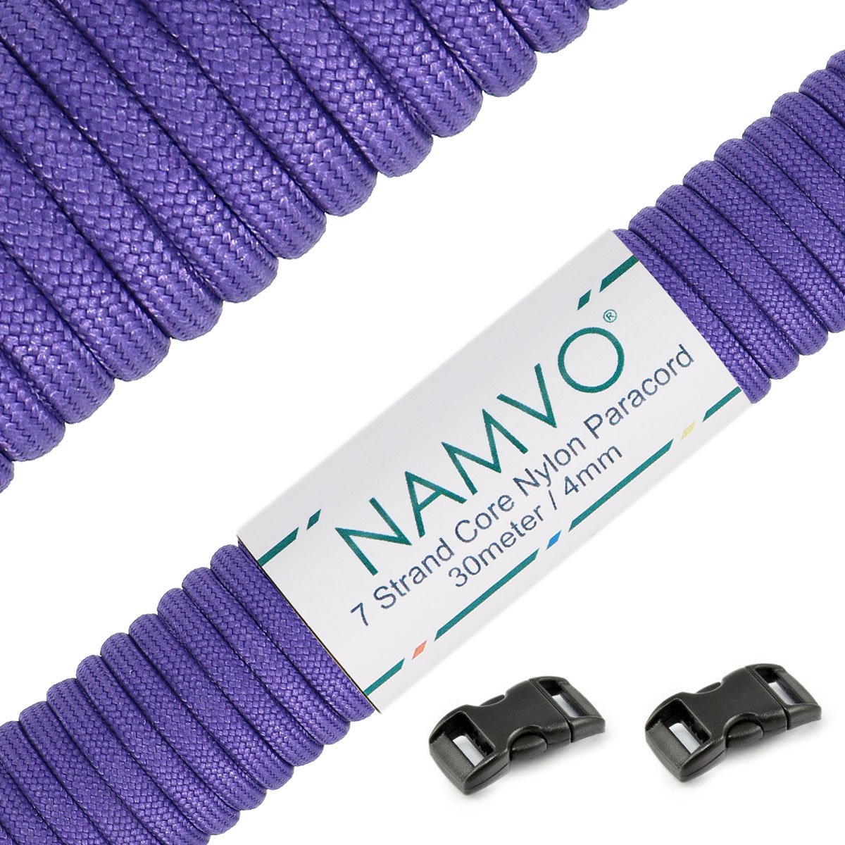 Namvo 550 Paracord Mil Spec Type III 7 strand parachute cord Total Length 100ft / 30 Meters, Purple