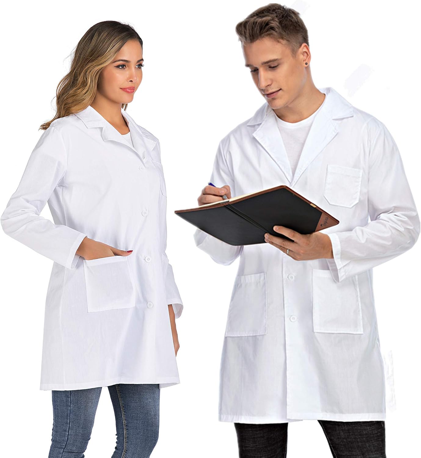 Blouse Blanche Médicale/laboratoire - Coton, Manches Longues - Pour Professionnels, étudiants, Cuisine...