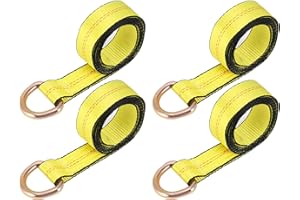 JOIKIT 4 Pack 2 Inch x 8.2 Ft Lasso Tow Strap with D Ring Auto Tie Down for Wheel Lift, Wrecker, Rollback, Tow Truck