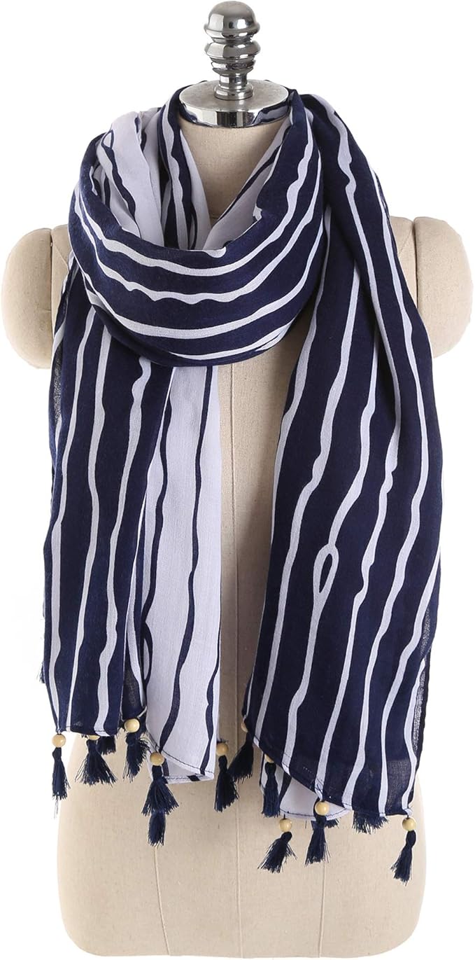 Blue And White Stripes Warm And Comfortable Cotton And Linen Beads