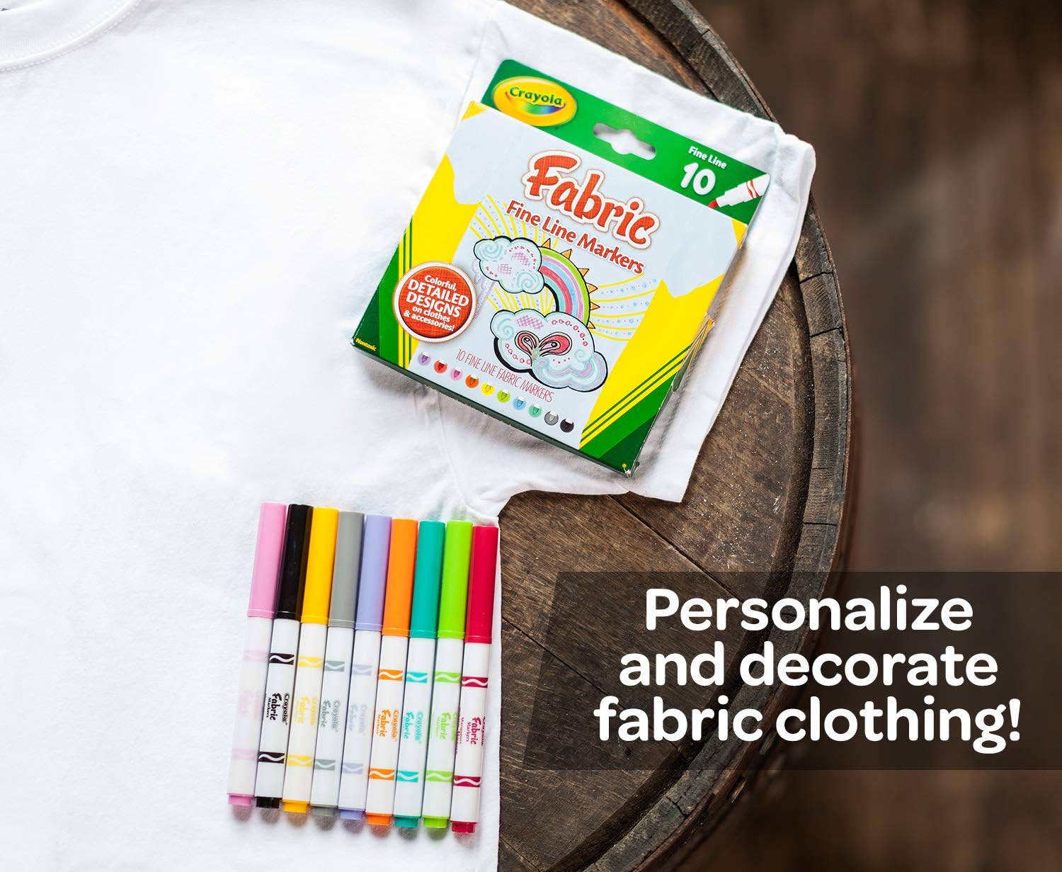 Crayola Fabric Markers, At Home Crafts for Kids, Fine Tip, Assorted Colors, Set of 10: Toys & Games