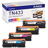 TN-433 TN433 Toner Cartridge High Yield Replacement for Brother TN433BK TN433C TN433Y TN433M HL-L8260CDW L8360CDW L9310CDW MF