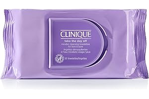 Clinique Take The Day Off Micellar Cleansing Makeup Remover Wipes For Face and Eyes | For All Skin Types | No Water Required | Perfect For Gym or Travel