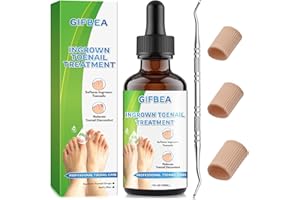 GIFBEA Ingrown Toenail Treatment w/Ingrown Toenail Drops Reliever & Softener,Double Sided Pedicure Nail Lifter Tool for Easy Trimming Care Thick Nail & Ingrown Toe Nail,Toenail Cleaner Kit for Men Women