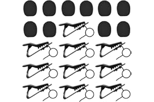 FSHANEE 20 Pcs Metal Lapel Mic Clips Sponge Cover Kit, Metal Lavalier Tie Clips with Foam Windscreen Covers, Lapel Microphone Clips Cover Kit