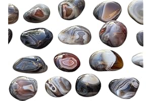 GAF TREASURES WHOLESALE Botswana Agate Pebble, Large Botswana Agate Tumbled Stone, Natural Polished Botswana Agate Crystals, Botswana Agate Palm Stone, Botswana Agate Healing Crystals (Botswana Agate, 1 Pound)