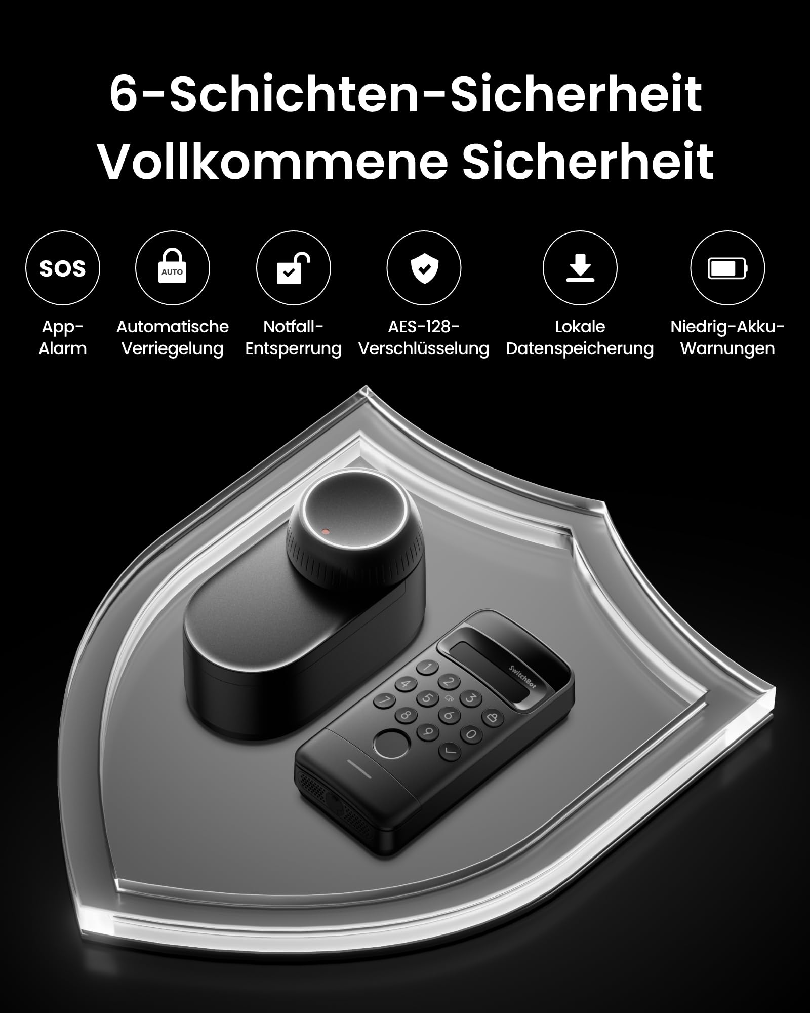 SwitchBot Smart Lock Ultra mit 3D-Gesichtserkennung&Fingerabdruck für Haustür – Elektronisches Türschloss zum Nachrüsten ohne Zylindertausch, Türöffner per Gesicht/Fingerprint/Code/Alexa WLAN/Matter 9