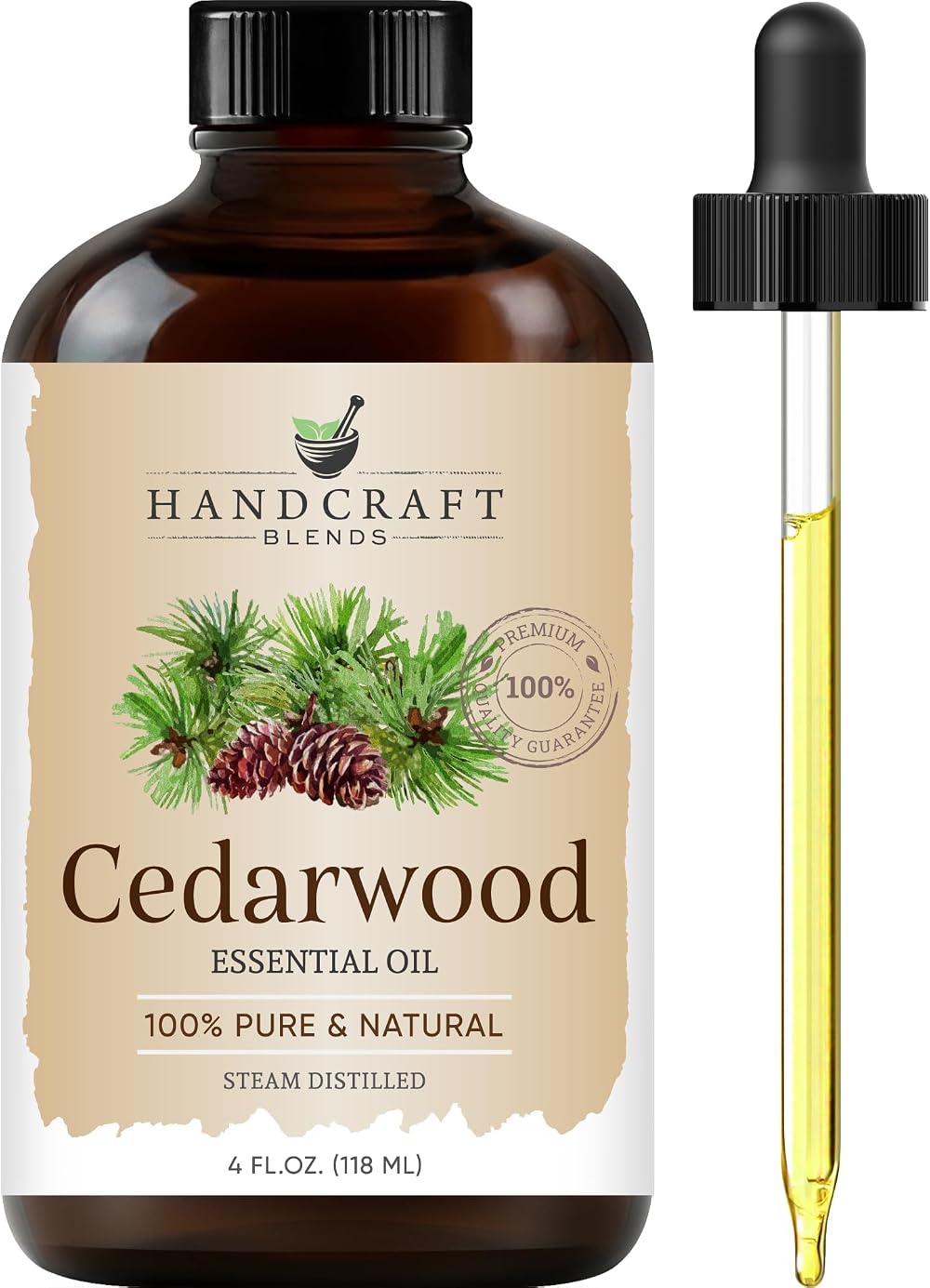 Handcraft Blends Cedarwood Essential Oil 118 ml Pure & Natural with Glass