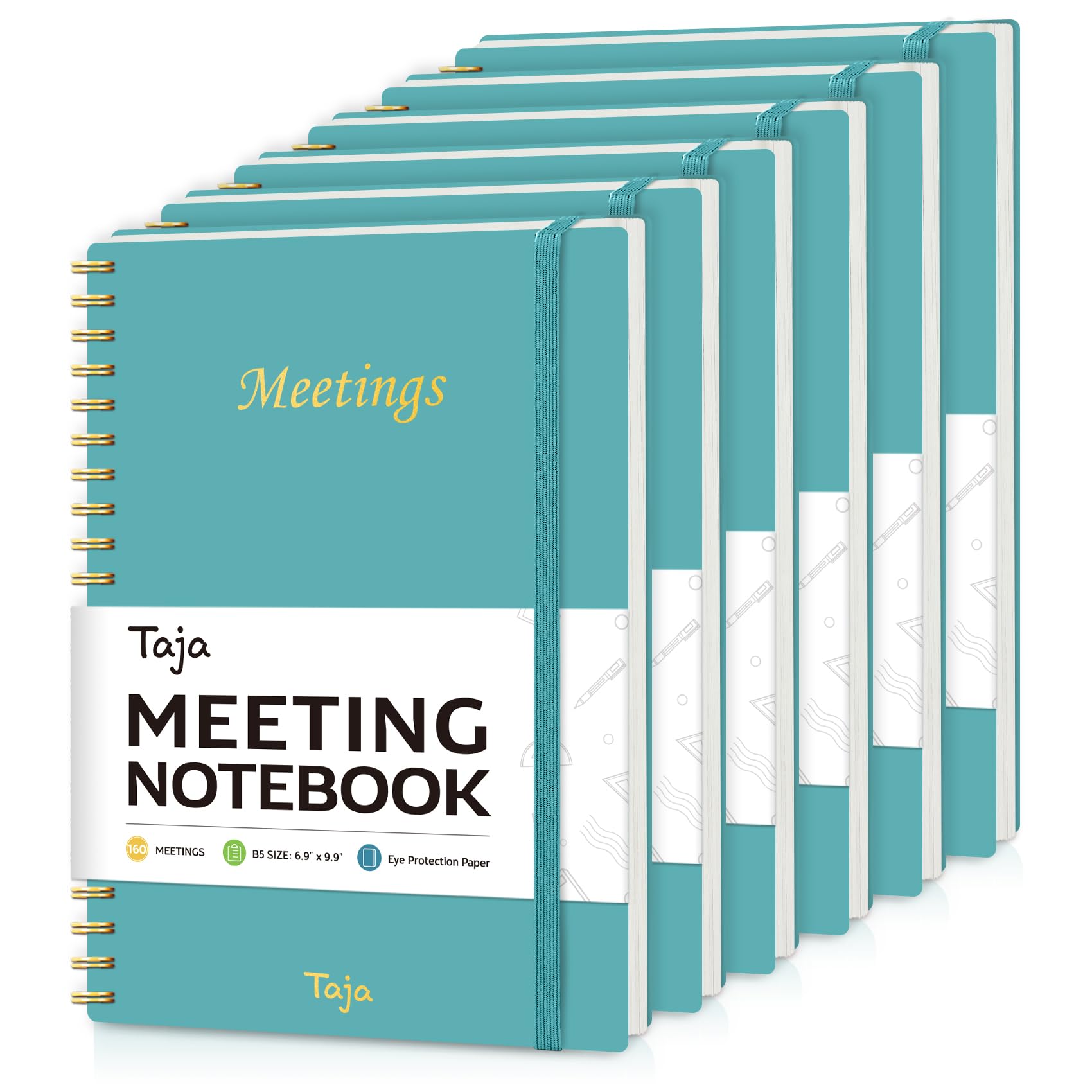 6 Pack of Meeting Notebook for Work Organization - Work Planner Notebook with Action Items, Agenda Planner for Note Taking, 160 Pages (6.9" X 9.9") Project Organizer for Men & Women - Blue Image