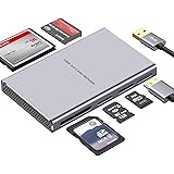 SD Card Reader, GIKERSY 5 in 1 USB 3.0 Memory Card Reader Adapter 5Gbps Read 5 Cards Simultaneously for SDXC, SDHC, SD, Micro SDXC, Micro SD, Micro SDHC, M2, MS, CF and UHS-I Card (Grey)