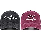 SaryHome Captain Hat & First Mate | Boat Captains Hat Embroidered Matching Baseball Caps | Boat Accessories | Boating Gifts