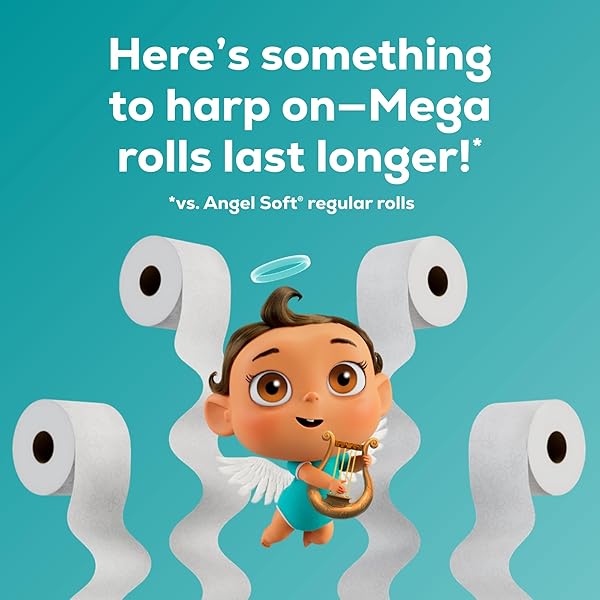ANGEL SOFT TOILET PAPER, 4 MEGA ROLLS = 16 REGULAR ROLLS, SOFT AND STRONG TOILET TISSUE