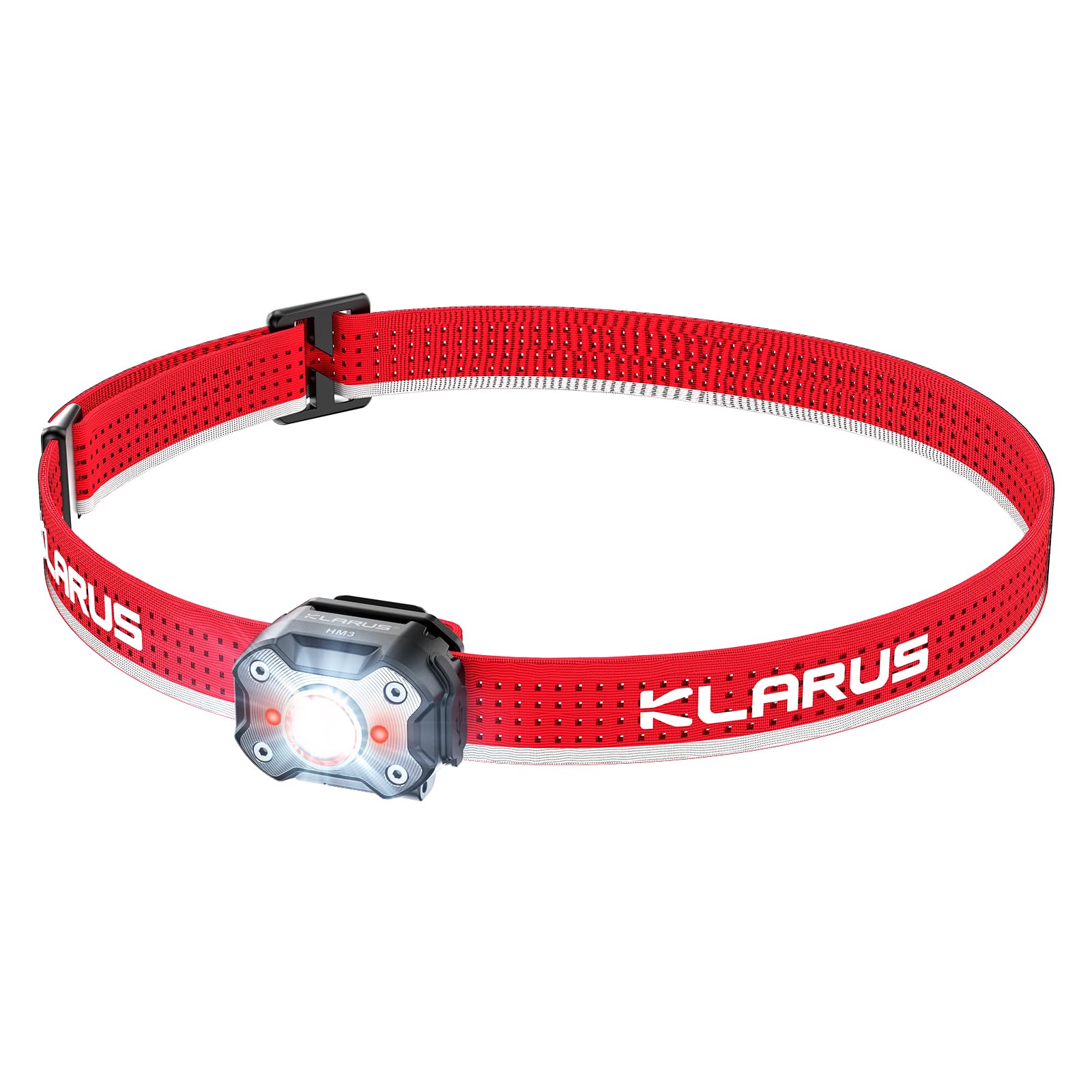 klarus HM3 Head Torch,670 Lumens Mini Headlamp with Warning Red Light, 180°Adjustable Shoulder Lamp and Clip Lamp, Suitable for Camping, Fishing, Dog Walking, Home Use