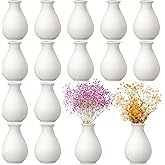 Tioncy 15 Pack White Ceramic Bud Vases Bulk Valentine's Day Decoration 3.9 Inch Boho Small Flower Ceramic Vases for Centerpieces for Dry Flowers Pampas Grass Home Wedding Table Decor(Classic)