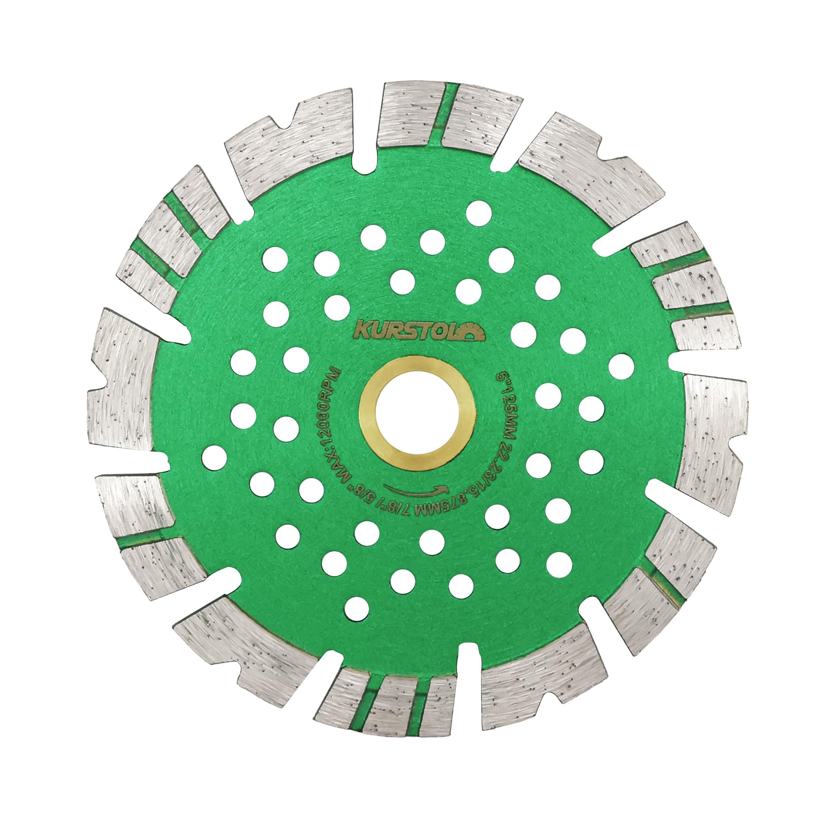 KURSTOL Granite Diamond Cutting Blade - 5"/125mm Dry Concrete Cutting Wheel for Reinforced Concrete Masonry Stone Quartz Angle Grinder with a Reducer Washer 22.23-15.87mm