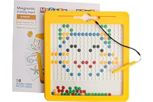 IEATFO Magnetic Drawing Board for Toddlers, Large Doodle Board with Magnetic Pen and Beads, Magnetic Dot Art, Montessori Educational Preschool Toy, Travel Toys for 3 4 5 6 Year Old Boys Girls (12.4"x12.4")