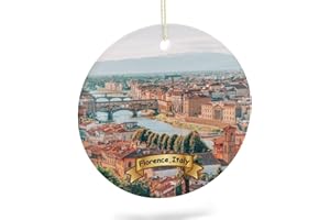 EQEY Florence, Italy Tree Hanging Christmas Ornament Porcelain Double-Sided Ceramic Ornament,2.9 Inches