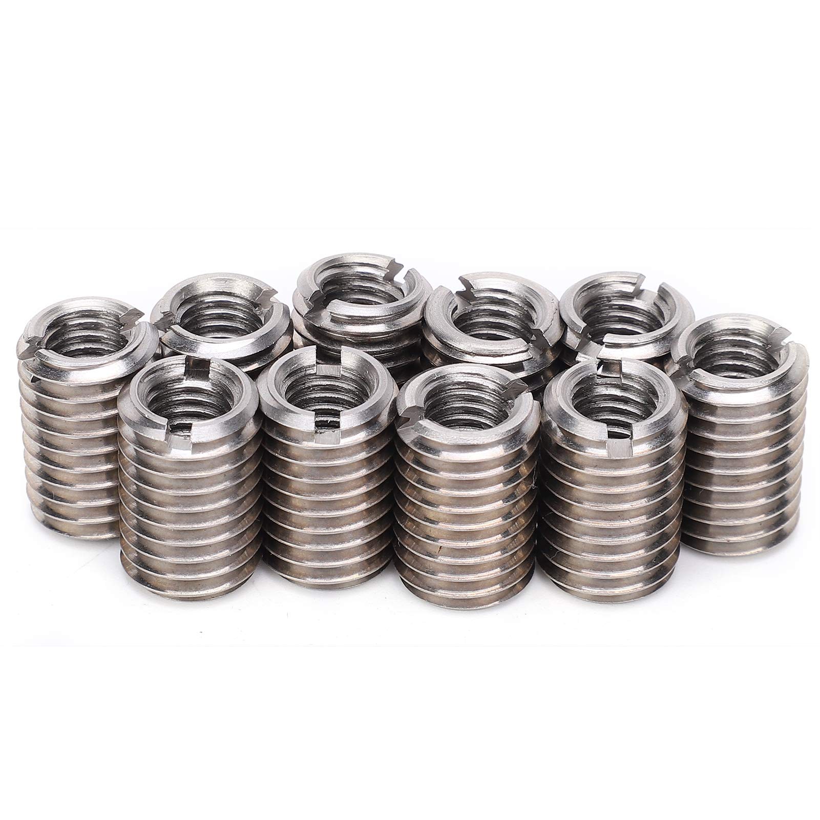Tbest 10Pcs Reducer Nut Stainless Steel Repair Sleeve M8 Female and M12 Male Thread Conversion T Steel 24.5mm 1.75 M10 M6 M8+to+M12+Thread+adapter Connector