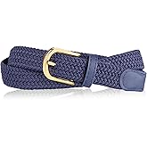 EsengNoyi Elastic Woven Belts for Women Skinny Braided Belt for Jeans with Gold Buckle