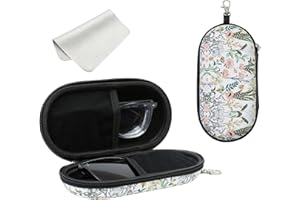 FlyingMage Double Eyeglasses Case, Hard Shell Dual Sunglasses Organizer with Zipper Clip Travel Glasses Storage for Women Men