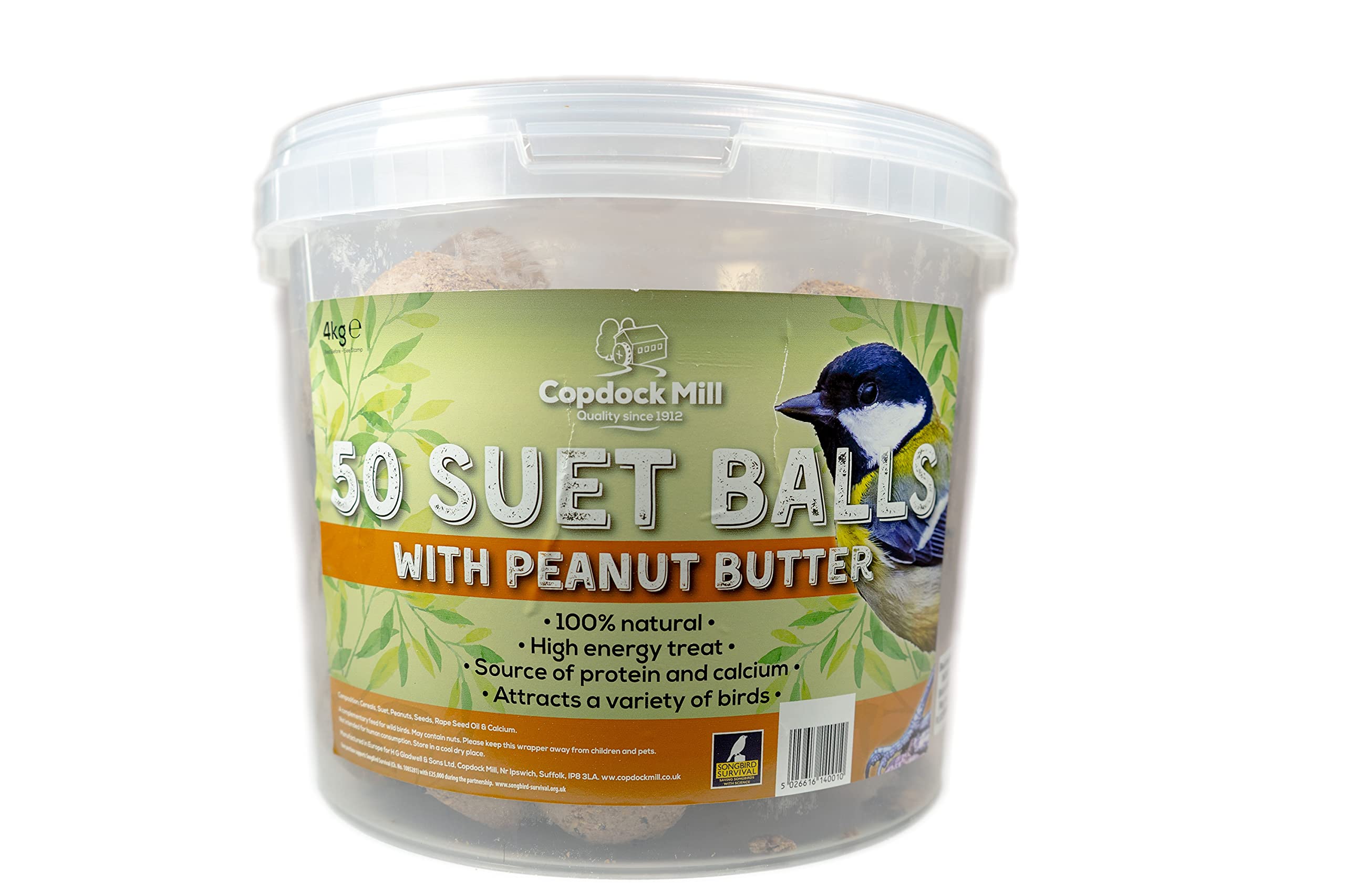 Copdock Mill Suet Balls with Peanut Butter Tub of 50