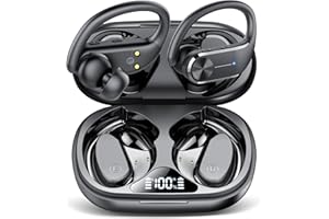 HADBLENG Ear buds Wireless Bluetooth Earbuds 2024 NEW Sport Bluetooth 5.3 Headphones with LED Display ,68H Playtime,Powerful Bass Over Ear Earphones with Earhooks IP8 Waterproof for Gym/Running/Workout