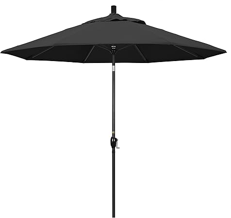 Amazon Com California Umbrella Gspt908302 Sa08 9 Round Aluminum Market Crank Lift Push Button Tilt Black Pole Pacifica Patio Umbrella Patio Umbrellas Garden Outdoor