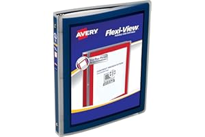 Avery Flexi-View 3 Ring Binder, 1/2 Inch Round Rings, 1 Navy Blue Binder (15766)