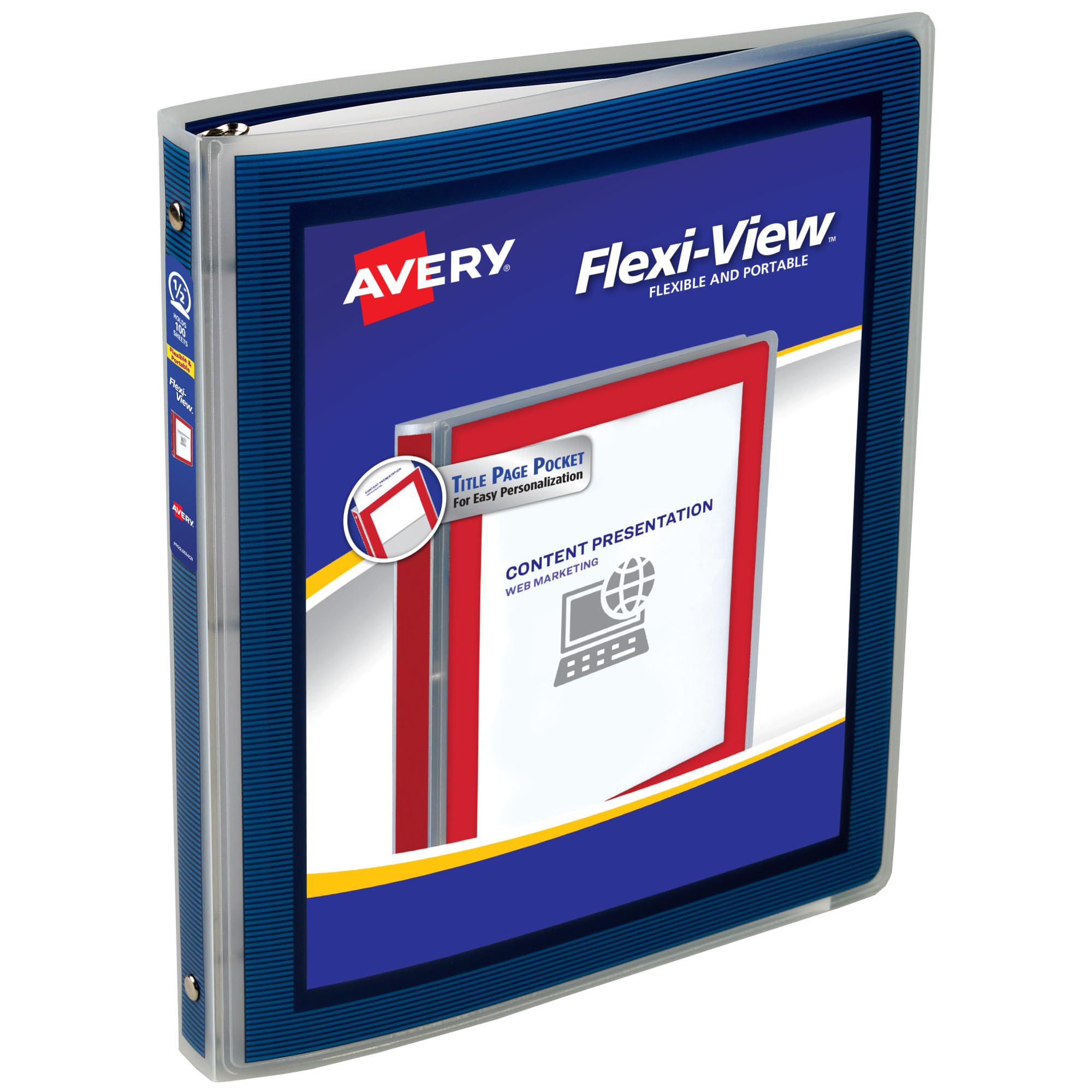 Photo 1 of Avery Flexi-View 3 Ring Binder, 1/2 Inch Round Rings, 1 Navy Blue Binder (15766)