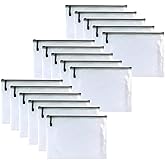 Oaimyy-16PCS-Mesh Zipper Pouch, Plastic Zip File Folders Puzzle Bags for Organizing,Office Supplies,Travel,Home Storage-Black (Black, 4"x 6")